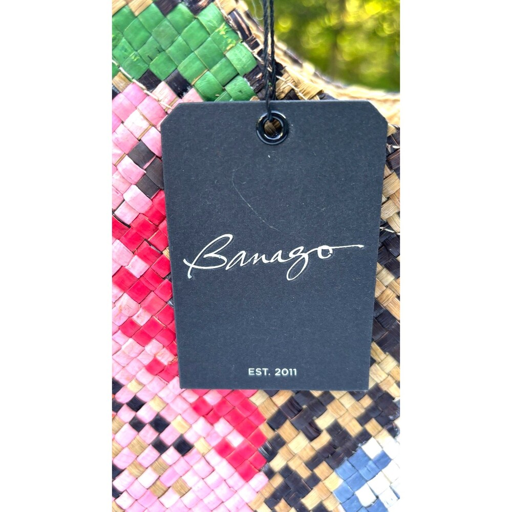 Banago Zippered Large Tote Artisan Hand Crafted Woven Straw Flamingo Liliana NWT - Picture 8 of 16
